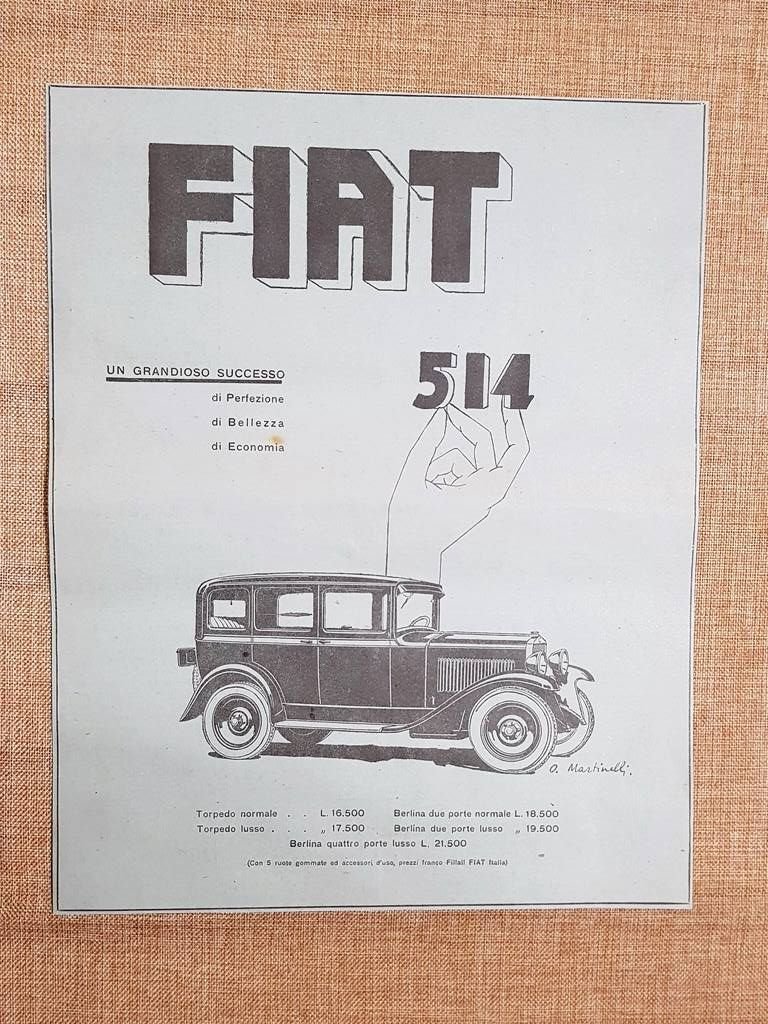 FIAT 514 Grandioso successo Pubblicità primi anni del 900 | Immagine principale