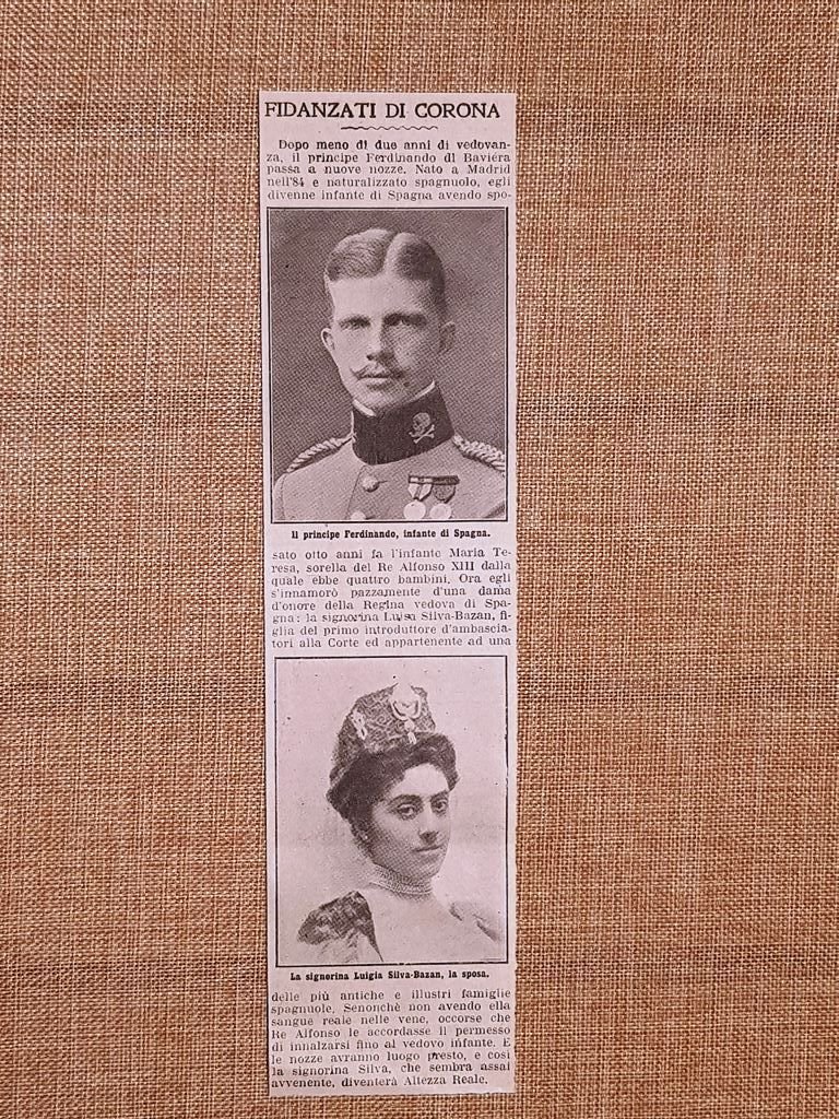 Fidanzamento nel 1914 Principe Ferdinando di Baviera con Luigia Silva-Bazan