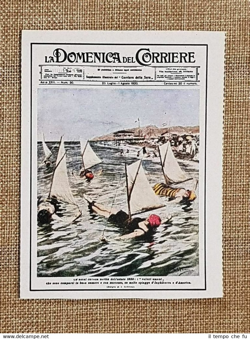 Figurina originale La Domenica del Corriere 1920 Velieri umani USA