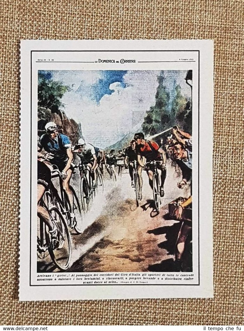 Figurina originale La Domenica del Corriere 1947 Giro d'Italia Bartali …