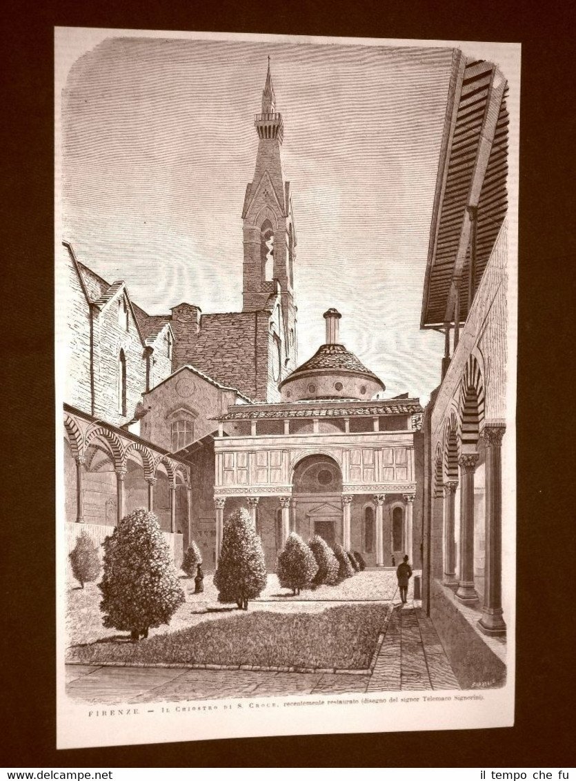 Firenze nel 1875 Il Chiostro di Santa Croce Disegno di …