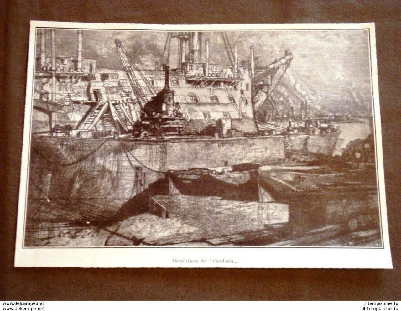 Firenze nel 1910 Esposizione Acquaforte Frank Brangwyn Demolizione del Caledonia