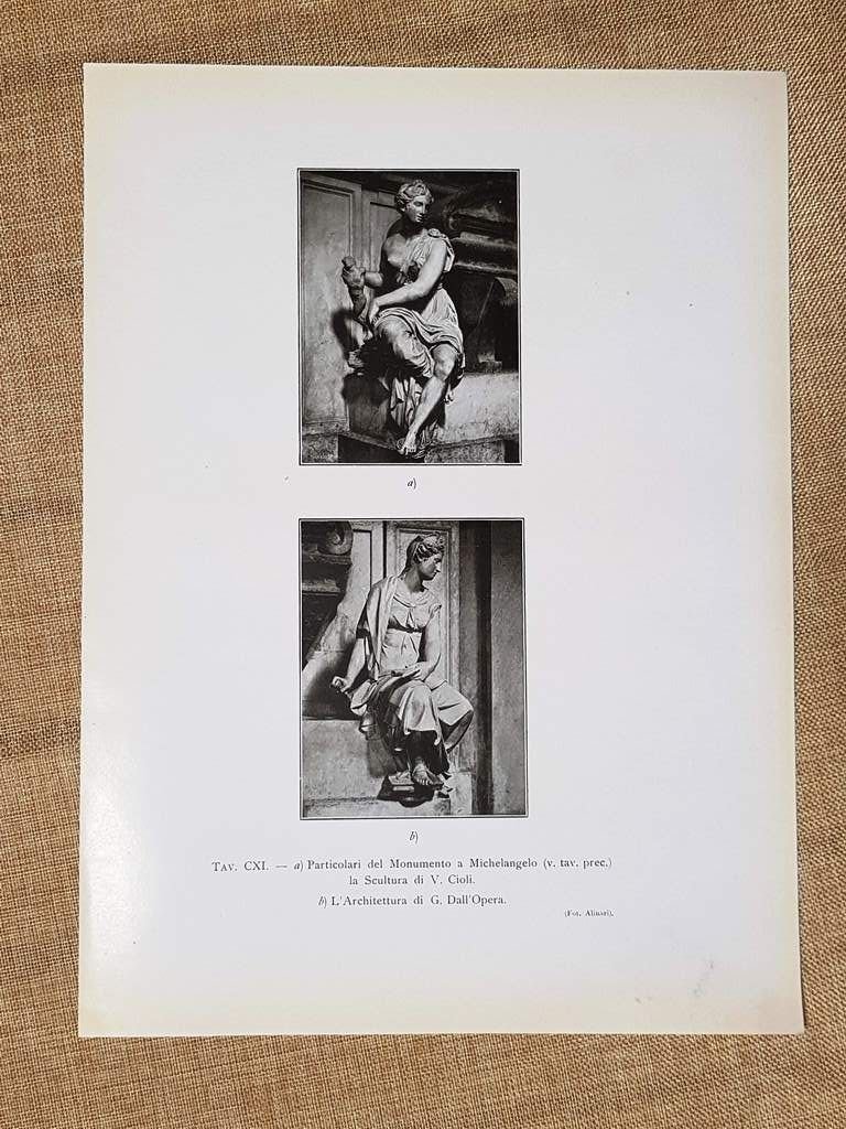 Firenze nel 1917 Monumento a Michelangelo del Vasari Particolare V.Cioli …