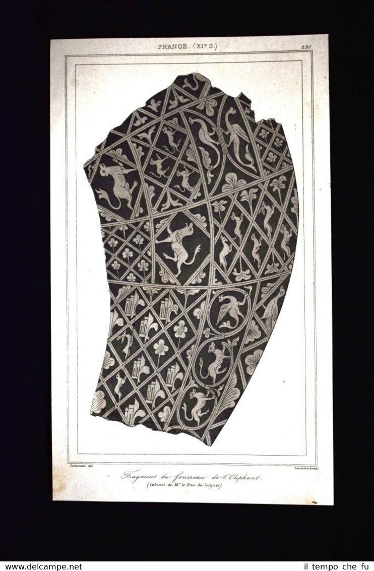 Fourreau de l'Oliphant, France Incisione del 1850 L'Univers pittoresque