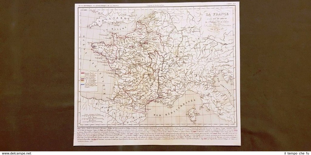 Francia fine Regno Re Filippo VI di Valois 1328-1350 Carta …