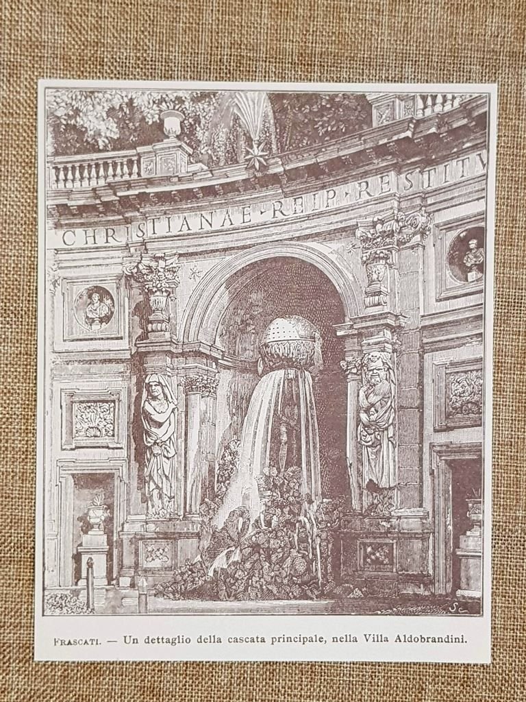 Frascati nell'800 Villa Aldobrandini Dettaglio della cascata Roma Lazio | Immagine principale