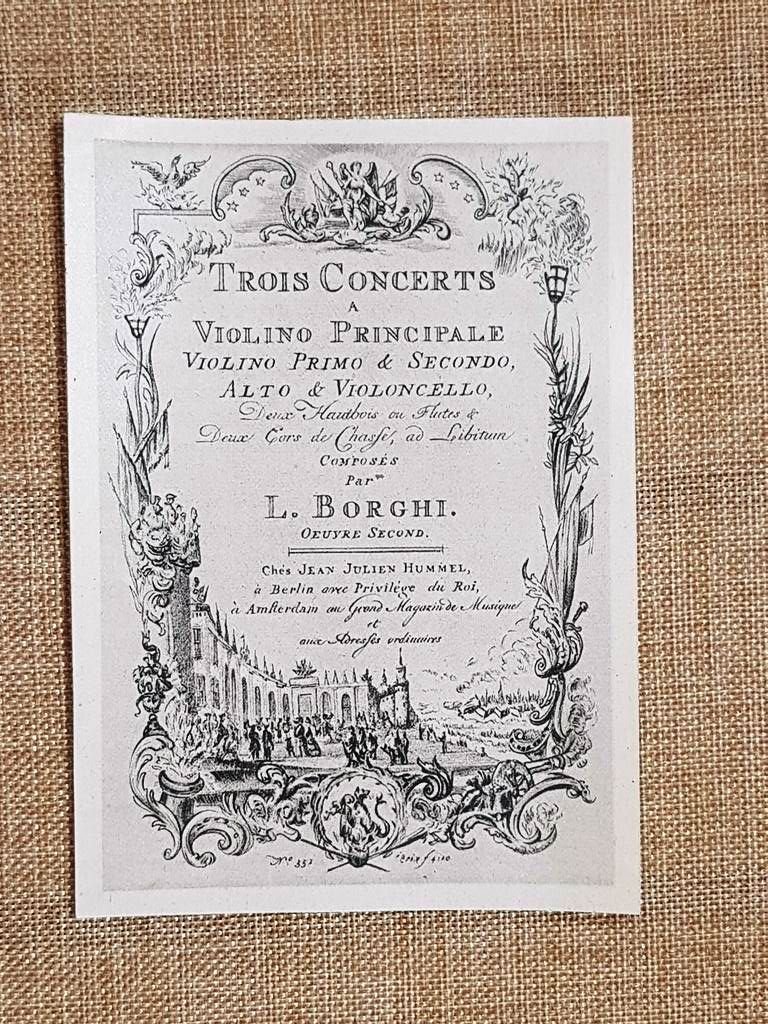 Frontespizio Luigi Borghi Trois Concerts XVIII Sec. Violino Musica Stampa …