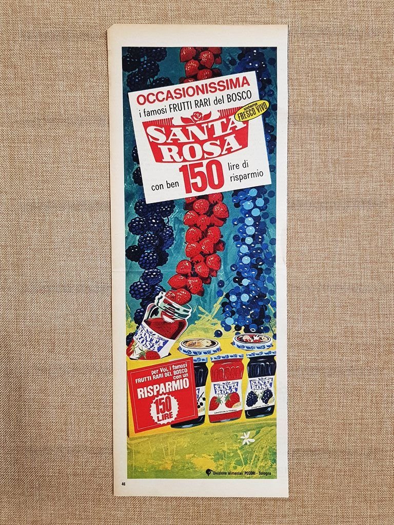 Frutti di bosco Santa Rosa Pubblicità vintage anni '70