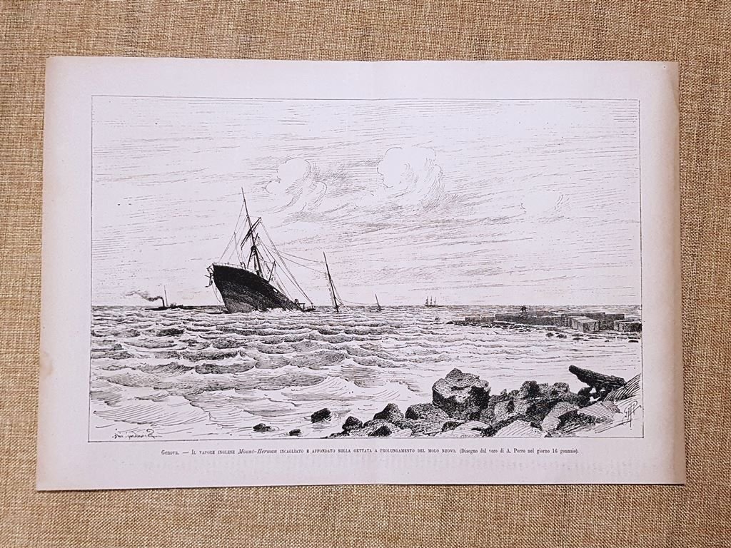 Genova 16 gennaio 1881 Vapore inglese Mount-Herman incagliato e affondato