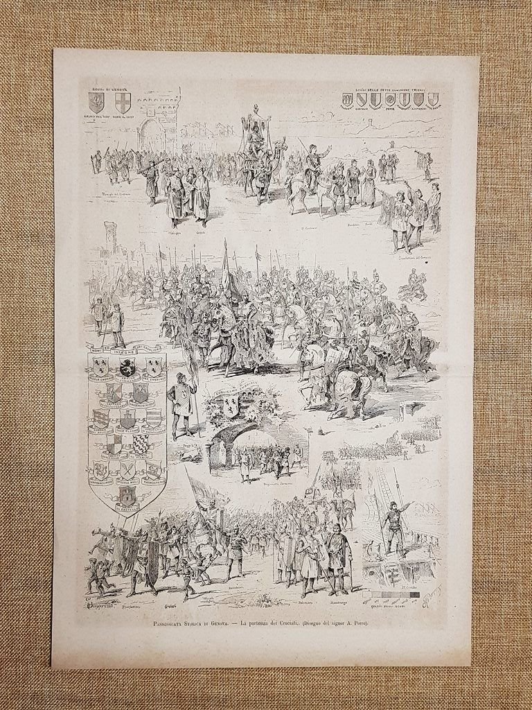 Genova nel 1881 La passeggiata storica Partenza dei Crociati Disegno …