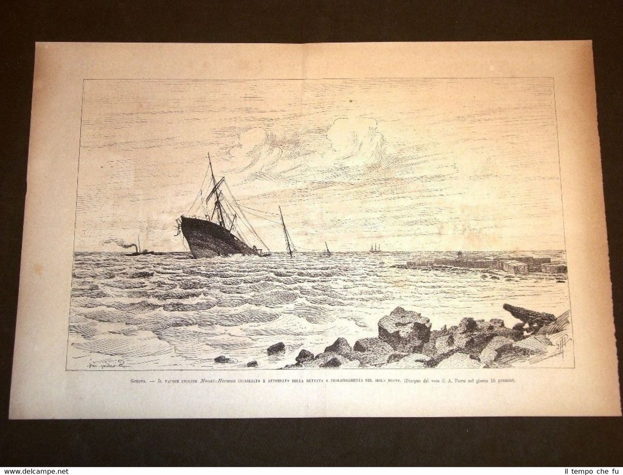 Genova nel 1881 Vapore d'Inghilterra Mount Herman incagliato e affondato … | Immagine principale