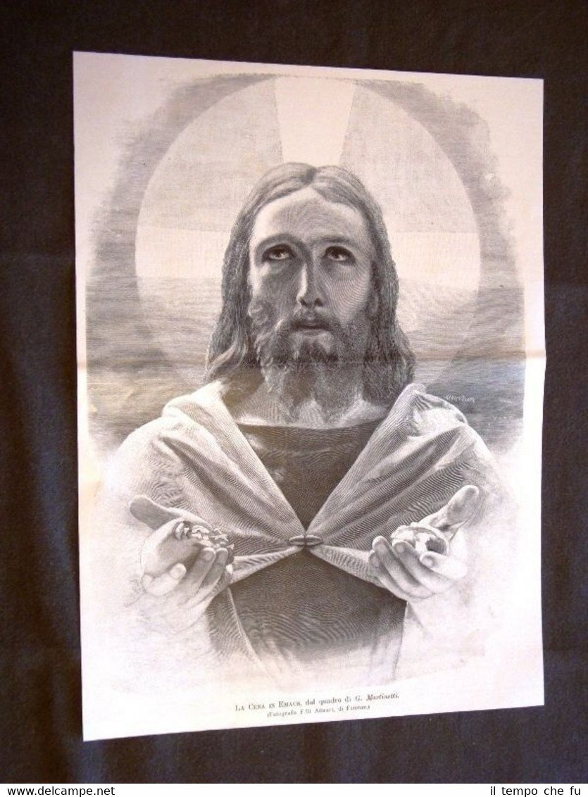 Gesù Cristo La Cena in Emaus Quadro di G. Marinetti