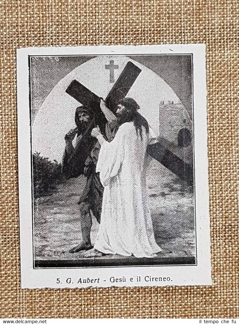 Gesù e il Cireneo Quadro di G. Aubert Via Crucis …