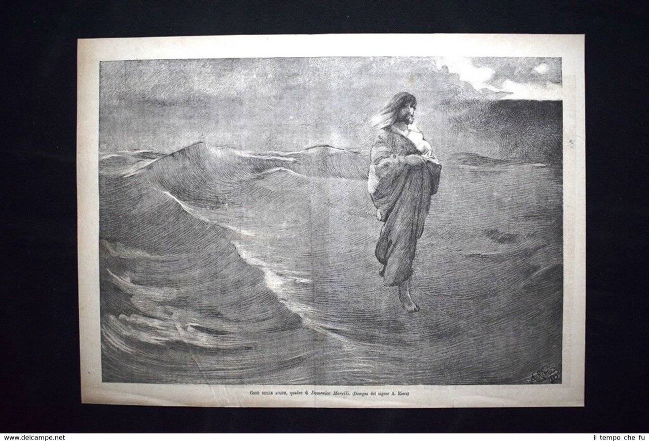 Gesù sulle acque, quadro di Domenico Morelli Incisione del 1882