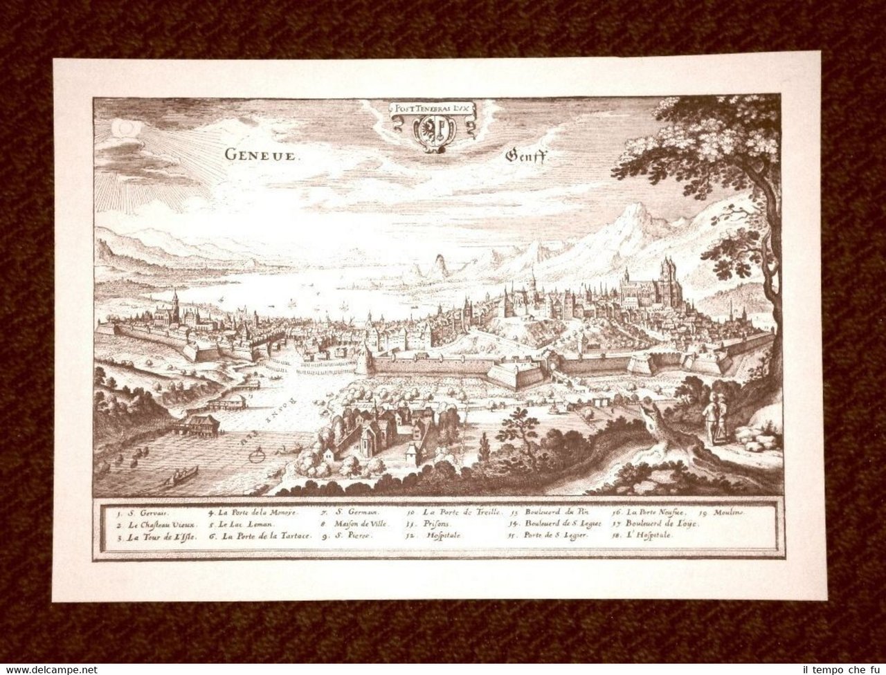 Ginevra - Genève - Genf Svizzera Incisione di Merian Matthäus …