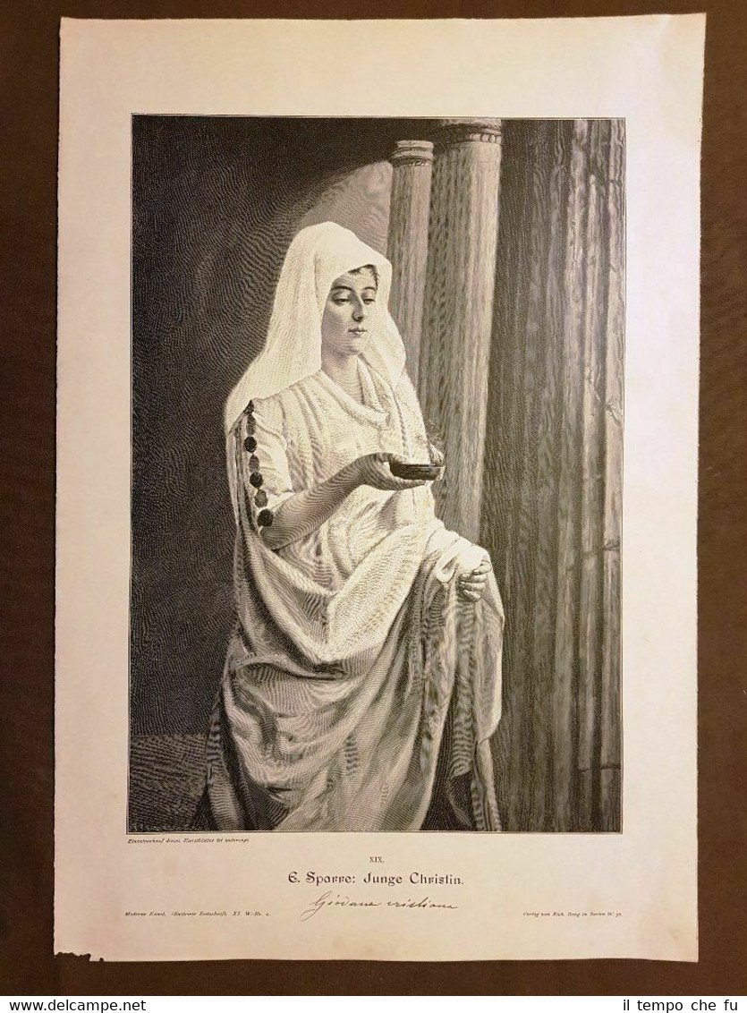 Giovane cristiana o Junge christin Opera di E.Sparre Grande litografia … | Immagine principale