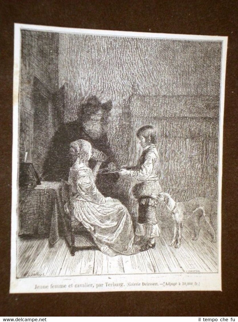 Giovane donna e Cavaliere Disegno di Terburg | Immagine principale