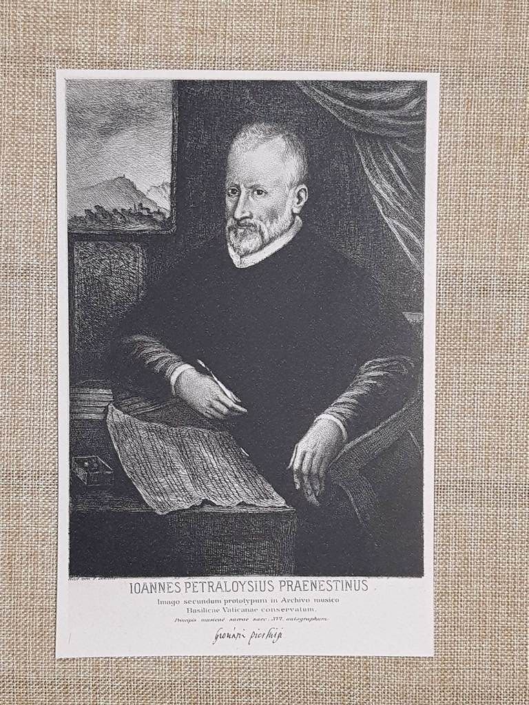 Giovanni Pierluigi da Palestrina 1525-1594 Musica Sacra Vaticano Incisione 1888