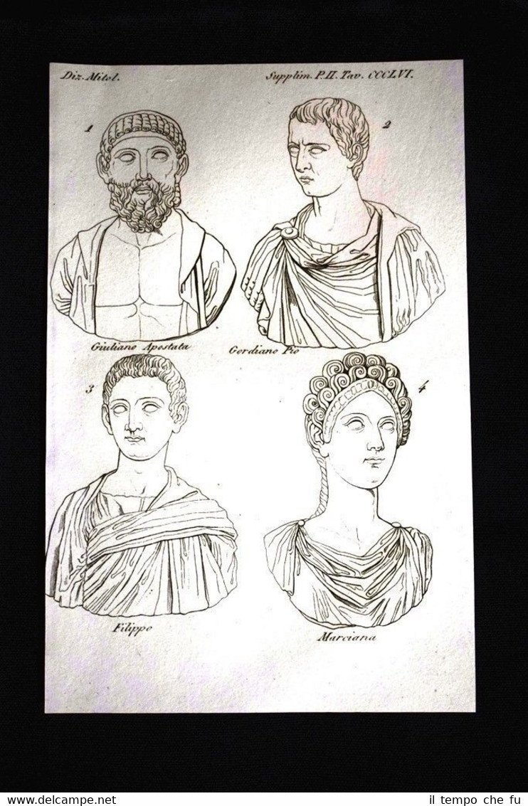 Giuliano Gordiano Filippo Incisione all'acquaforte del 1820 Mitologia Pozzoli