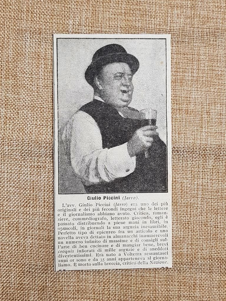 Giulio Piccini o Jarro Scrittore e giornalista gastronomico Necrologio del …
