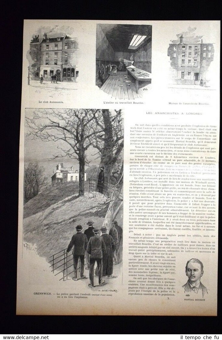 Gli anarchici a Londra: Martial Bourdin Incisione del 1894