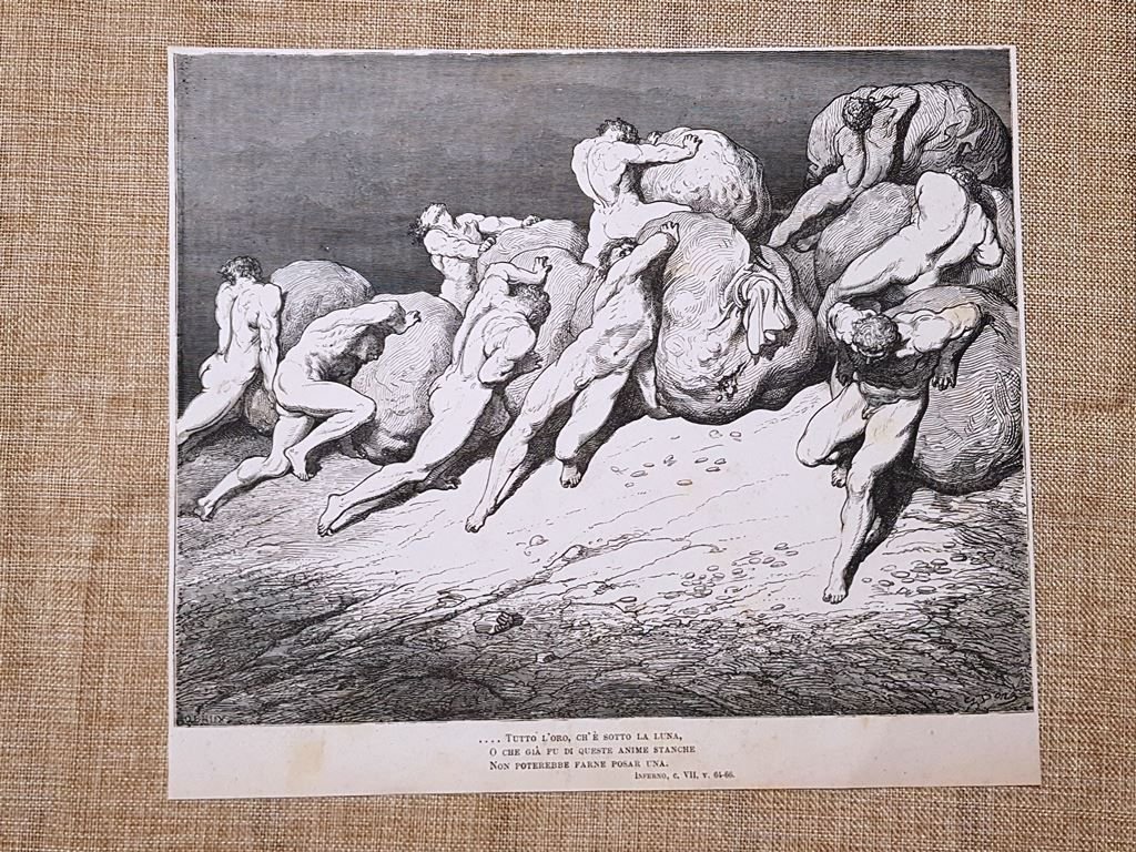 Gli avari e i prodighi Divina Commedia Inferno Incisione Gustave …