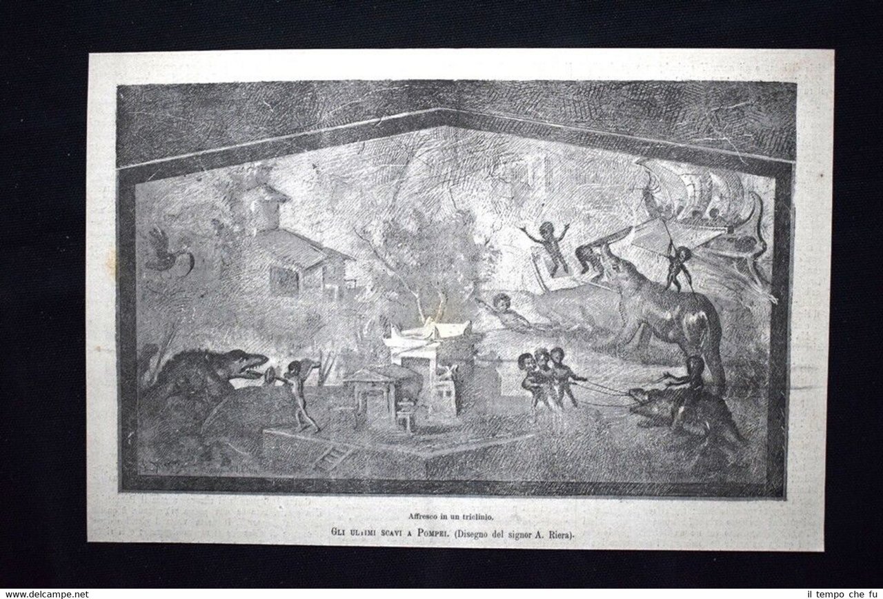 Gli ultimi scavi a Pompei Affresco in un triclinio Incisione …