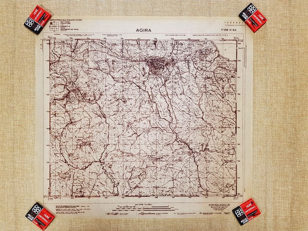 Grande carta topografica Agira Sicilia Lucido I.G.M. 1969 Scala 1:25.000 | Immagine principale