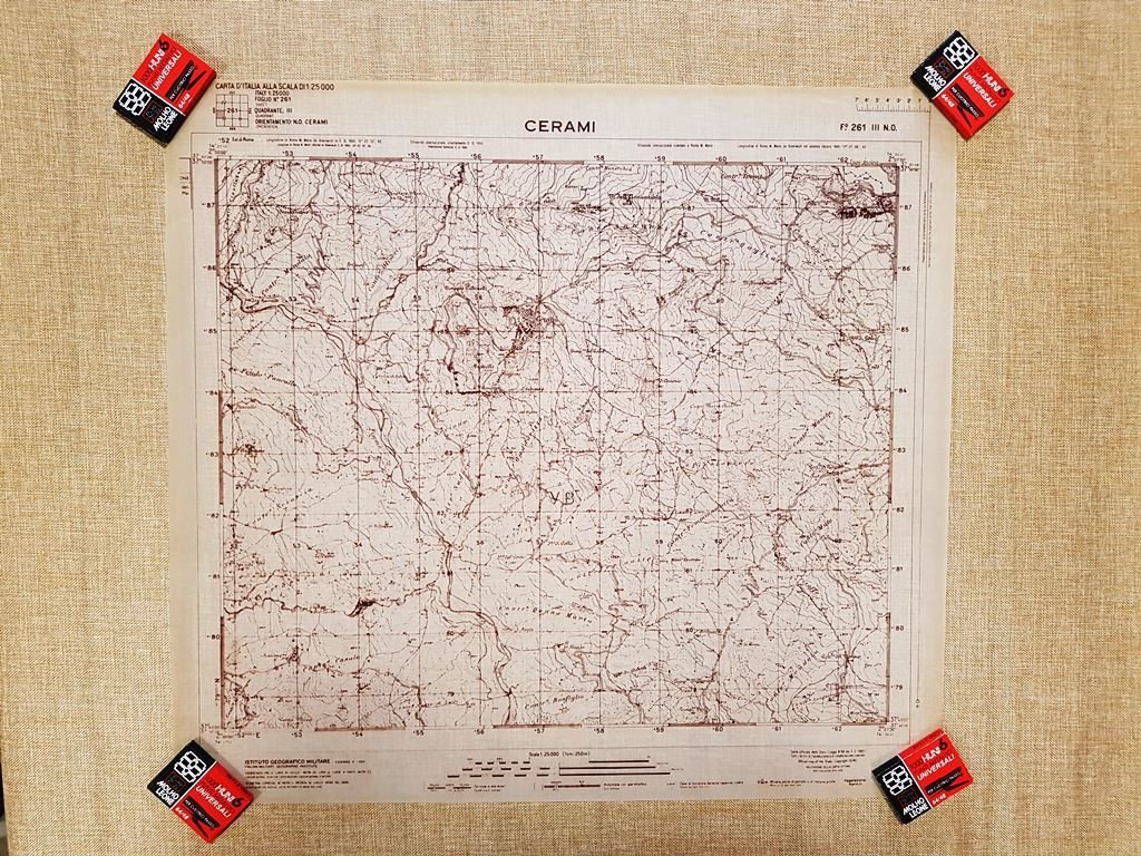 Grande carta topografica Cerami Sicilia Lucido I.G.M. 1969 Scala 1:25.000