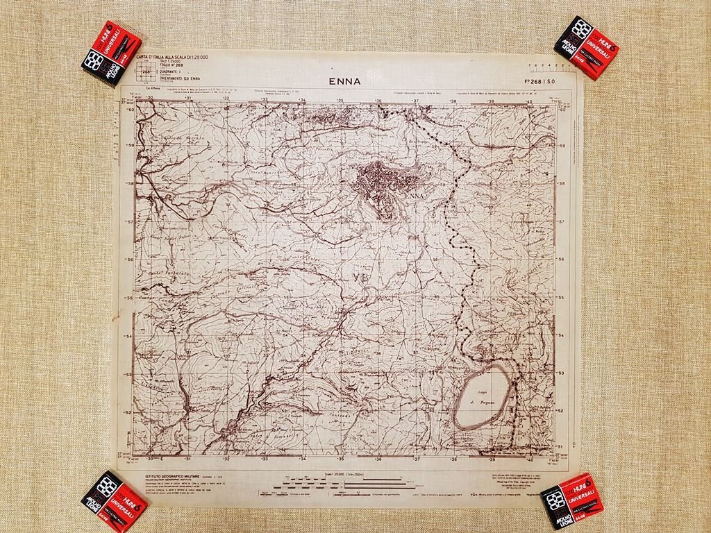 Grande carta topografica Enna Sicilia Lucido I.G.M. 1970 Scala 1:25.000 | Immagine principale