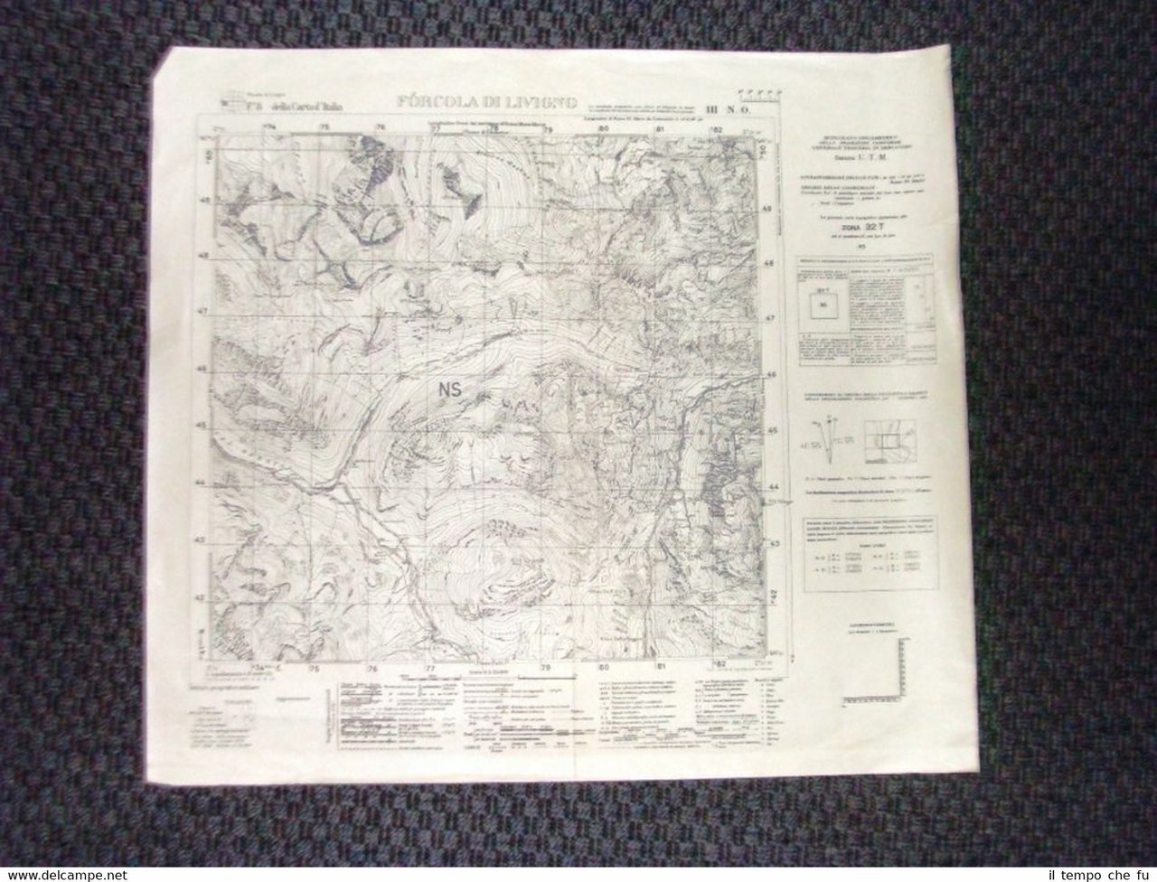 Grande carta topografica Forcola di Livigno Lombardia Dettagliatissima I.G.M. | Immagine principale