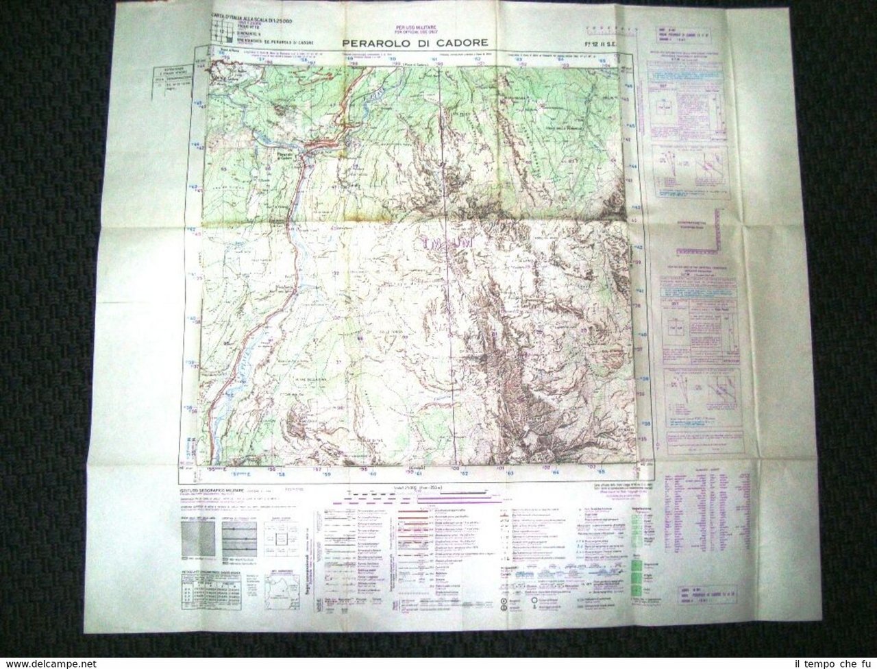 Grande carta topografica Perarolo di Cadore Belluno Dettagliatissima I.G.M.