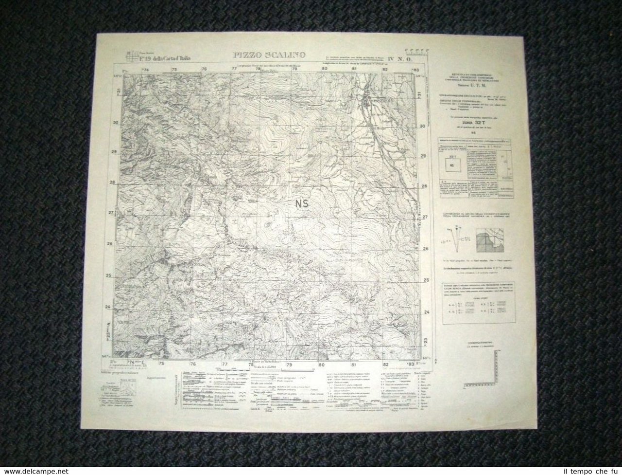 Grande carta topografica Pizzo Scalino e dintorni Dettagliatissima I.G.M.