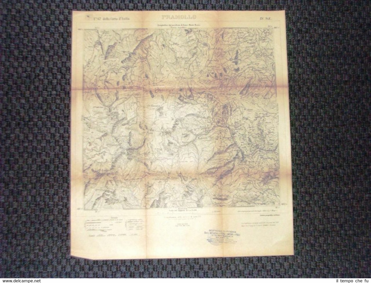 Grande carta topografica Pramollo Torino Piemonte Dettagliatissima I.G.M.