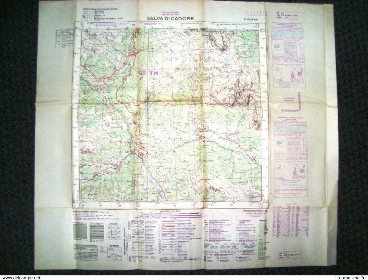 Grande carta topografica Selva di Cadore Belluno Veneto Dettagliatissima I.G.M.