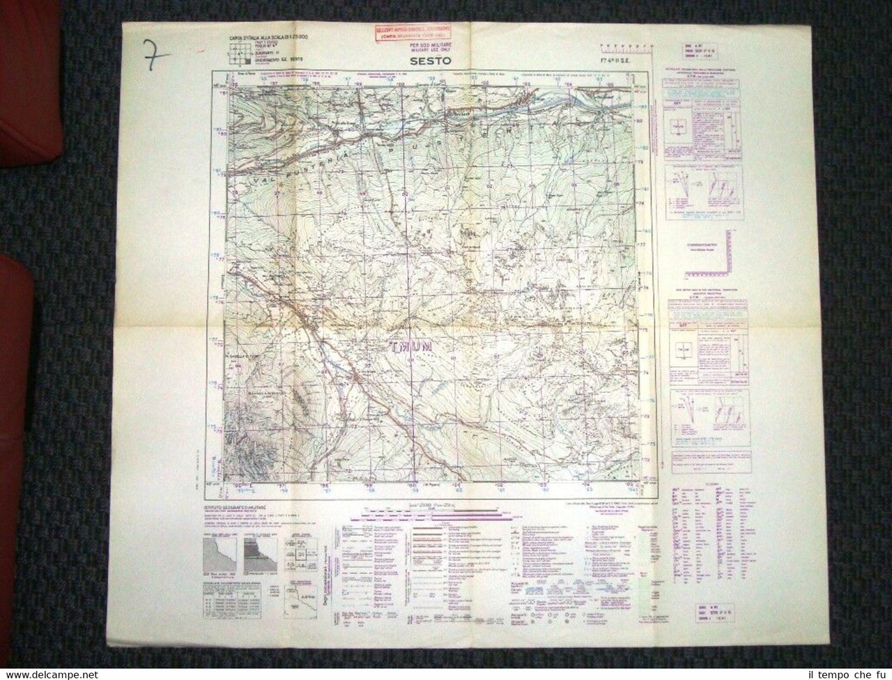 Grande carta topografica Sesto Bolzano Trentino Alto Adige Dettagliatissima IGM