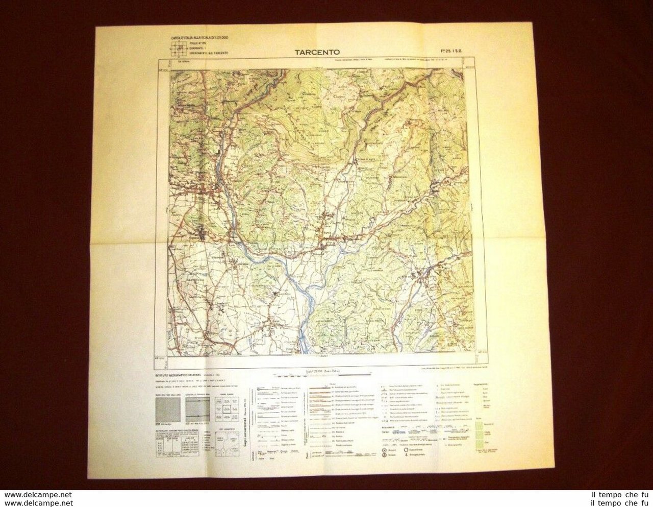 Grande carta topografica Tarcento o Tarcint Udine FriuliDettagliatissima I.G.M.