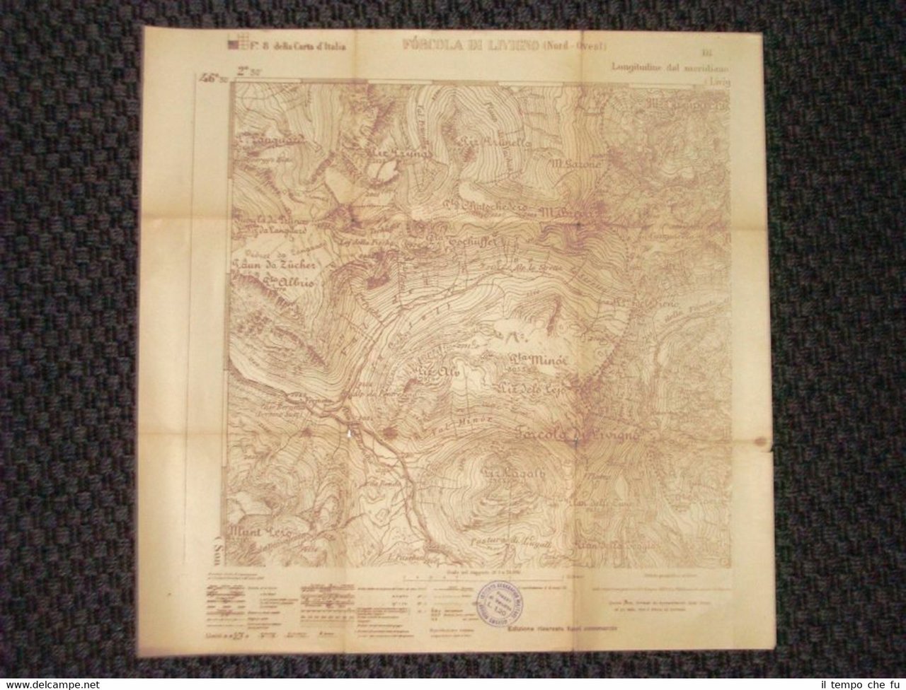 Grande carta topografica Valico alpino Forcola di Livigno Dettagliatissima IGM