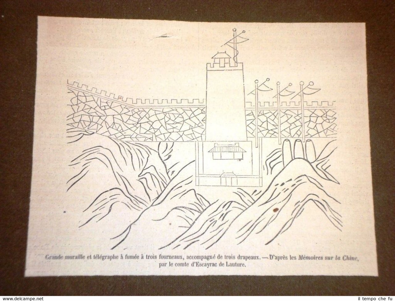 Grande muraille et télégraphe a fumée à trois fourneaux