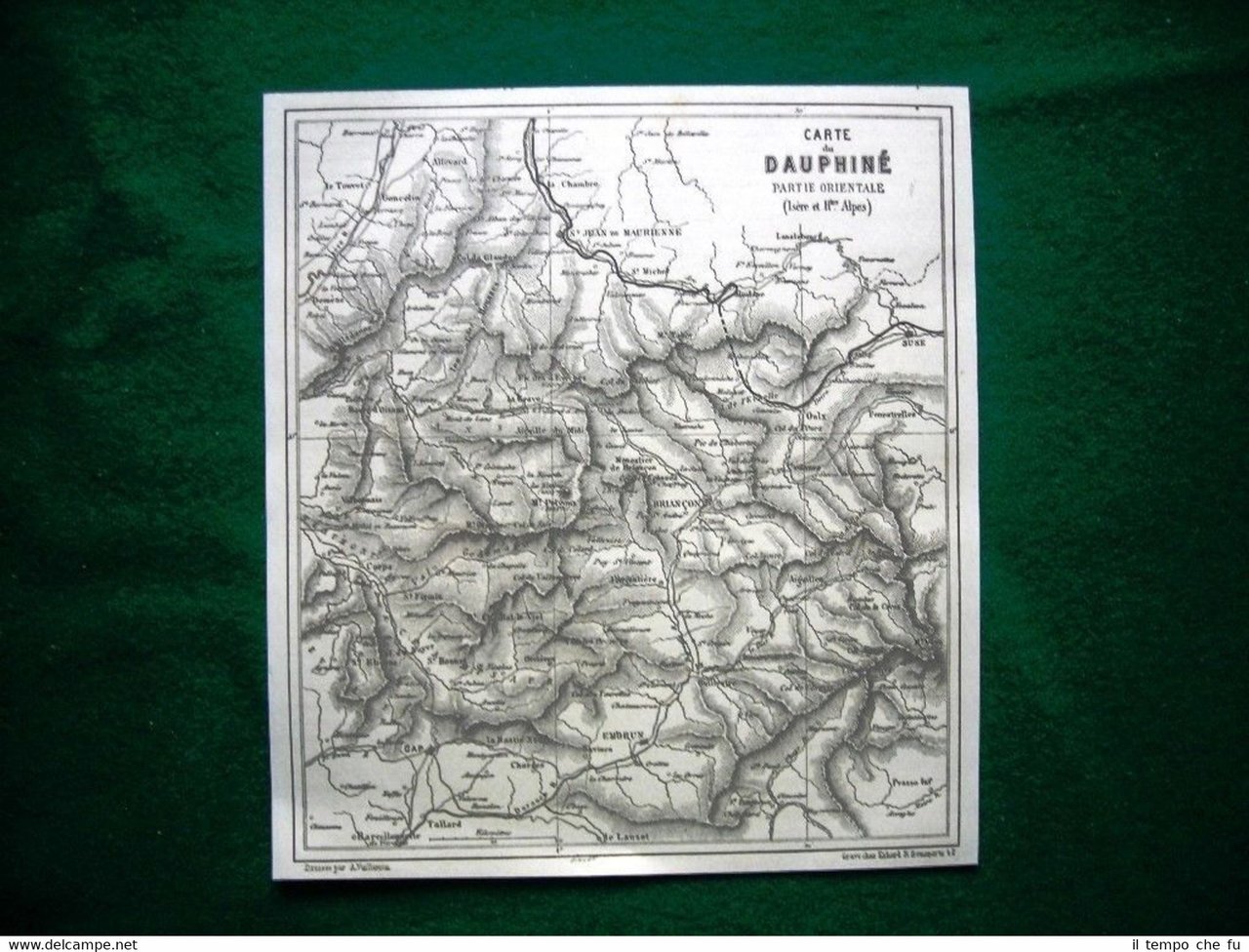 Gravure année 1860 carte du Dauphiné partie orientale #1