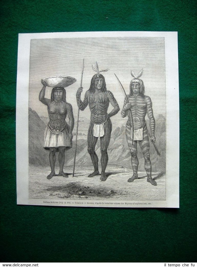 Gravure année 1860 indiens Mohaves - indiani Mohave | Immagine principale
