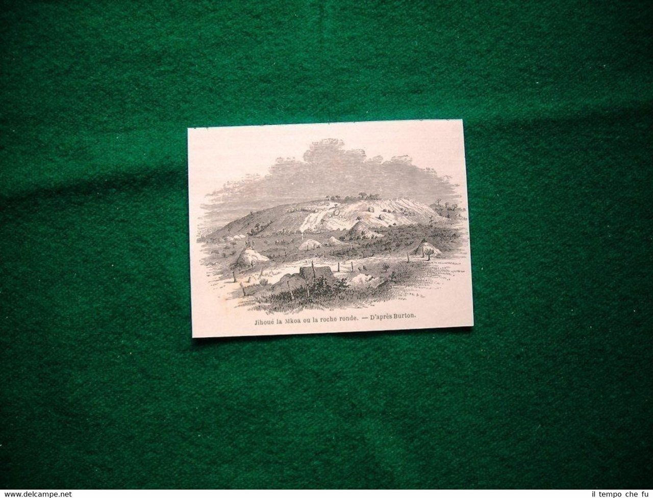 Gravure année 1860 Jihoué la Mkoa ou la roche ronde