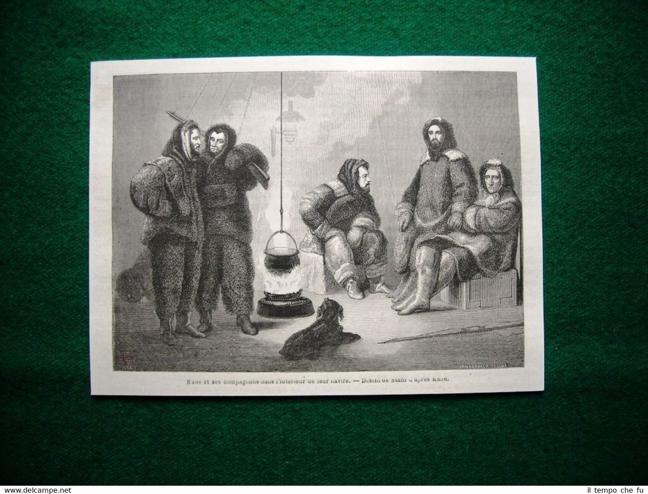 Gravure année 1860 Kane et ses compagnons