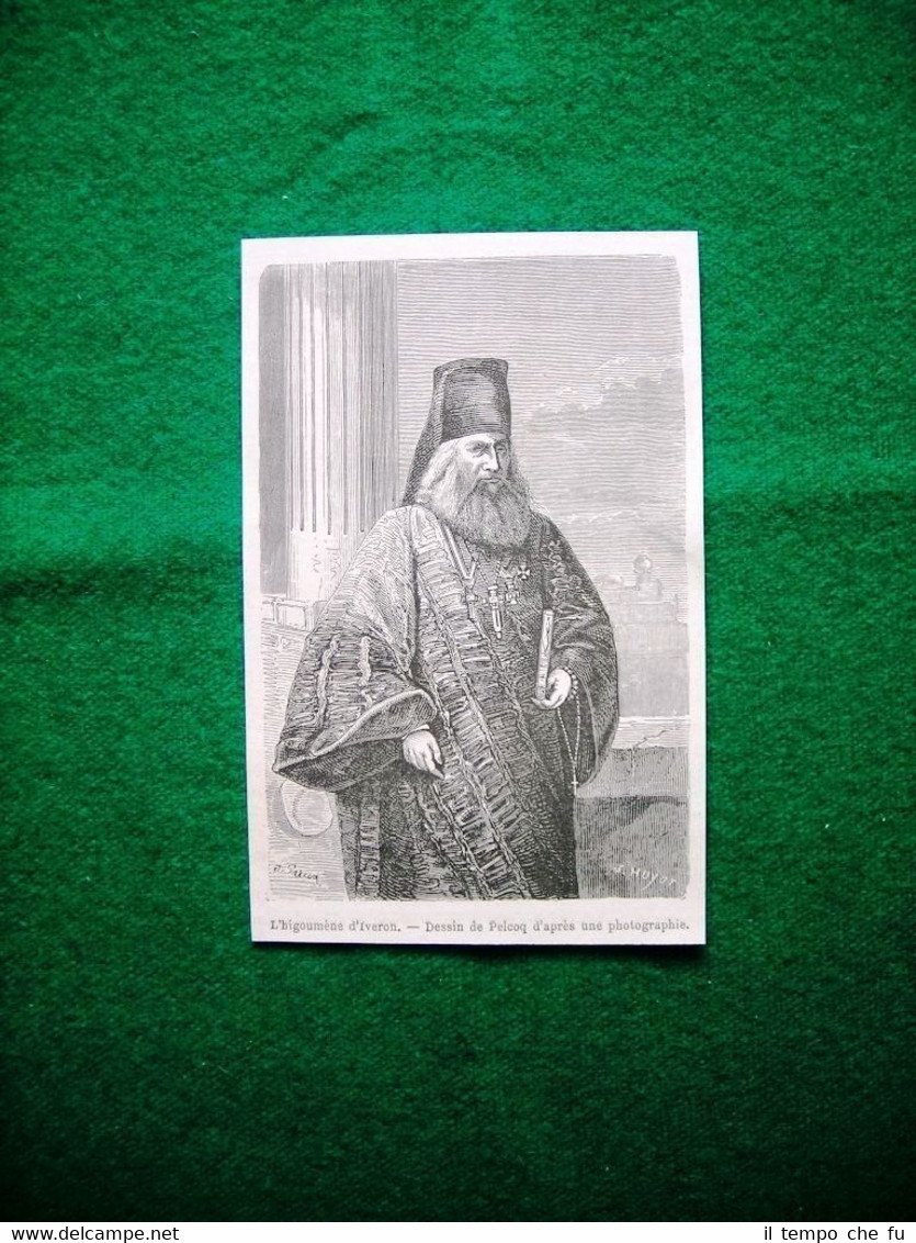 Gravure année 1860 l'higoumène d'Iveron - l'abate Iveron