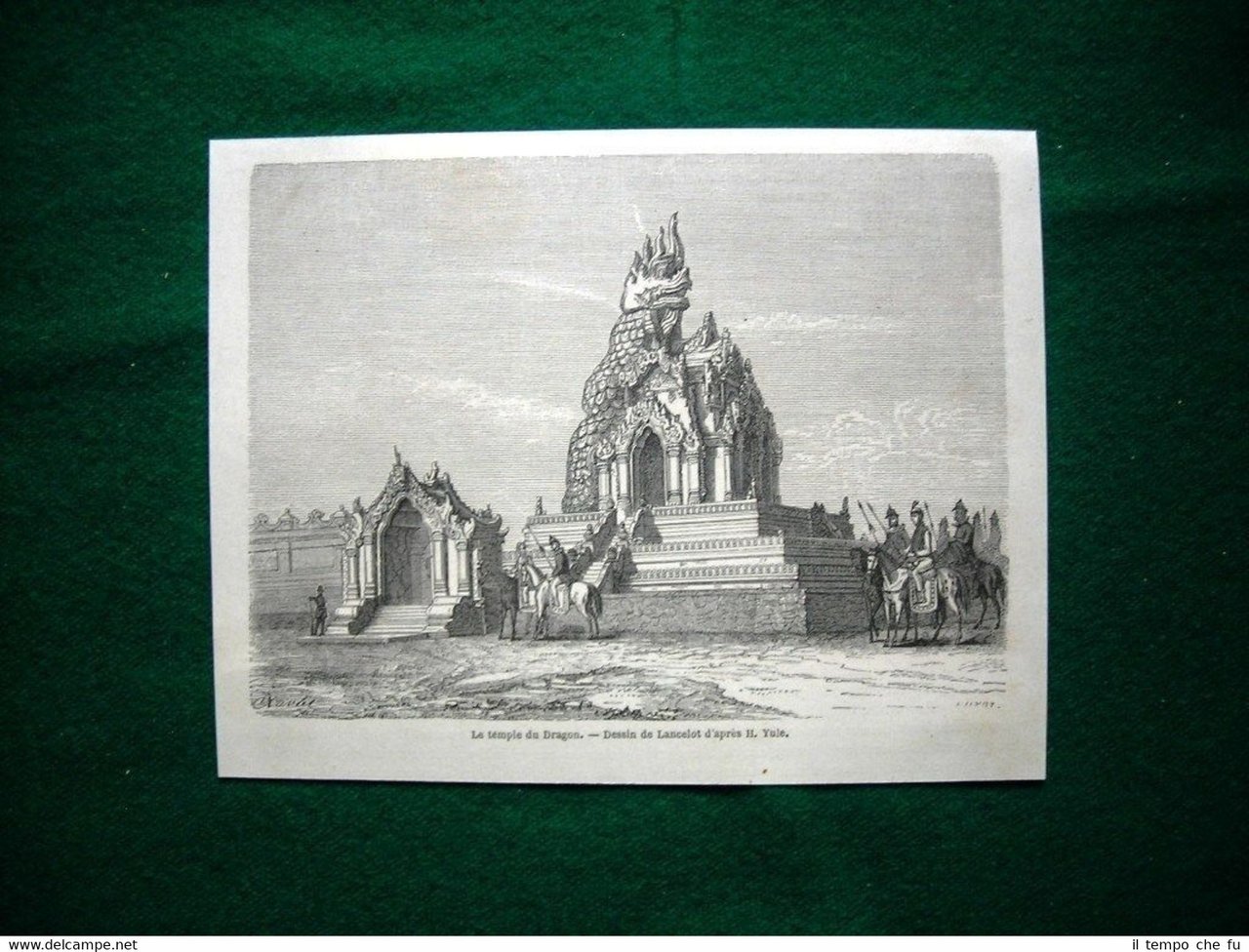 Gravure année 1860 le temple du Dragon - il tempio …