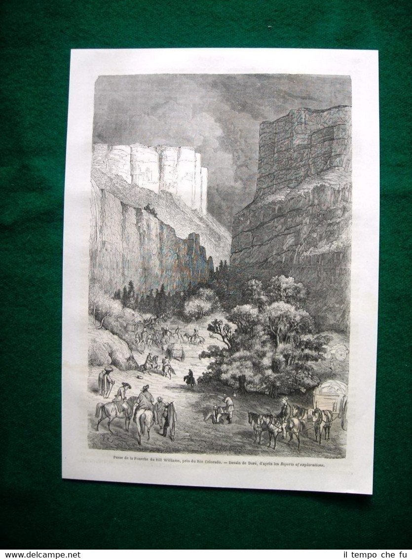 Gravure année 1860 Passe de la Fourche du Bill Williams, …