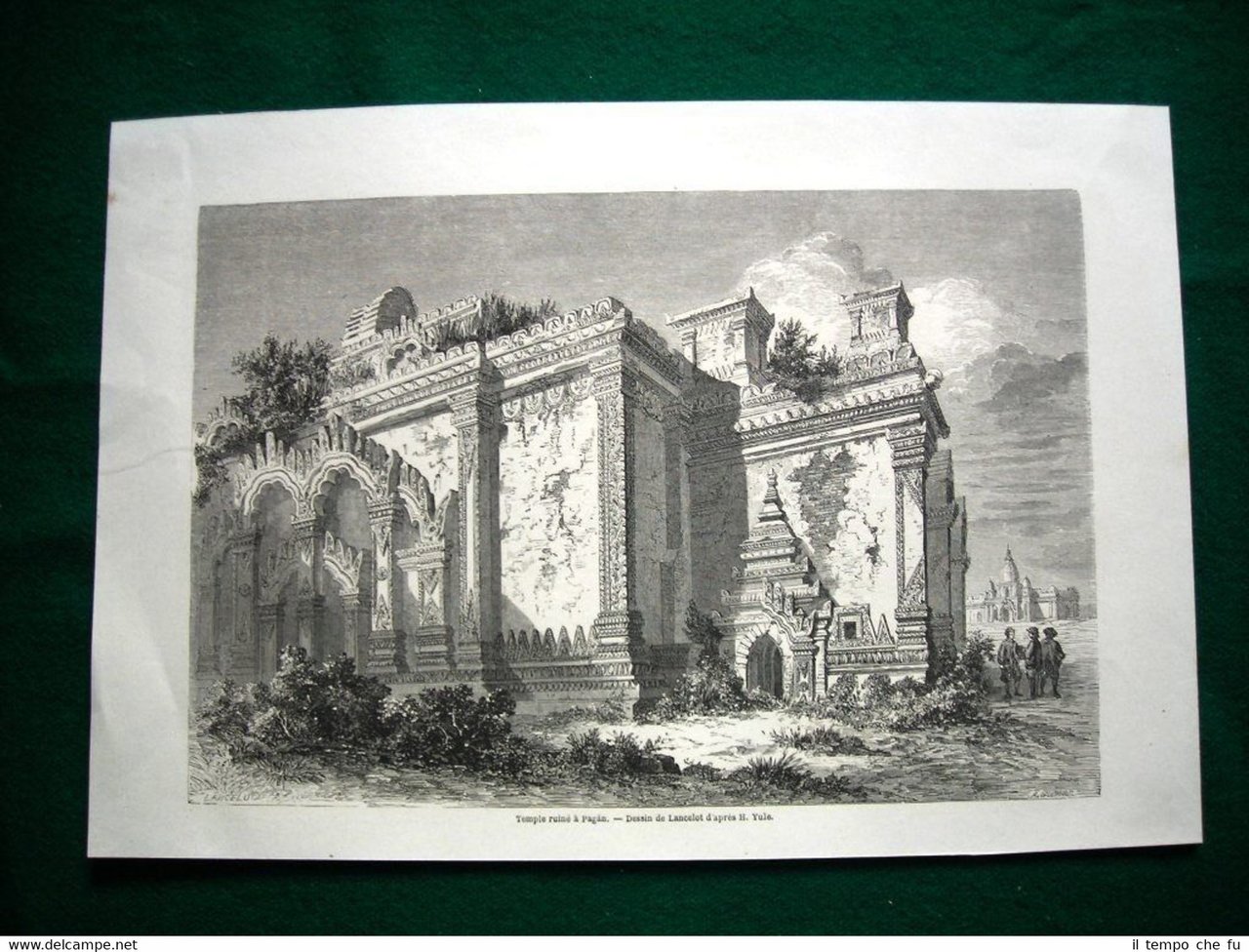Gravure année 1860 temple ruiné à Pagan