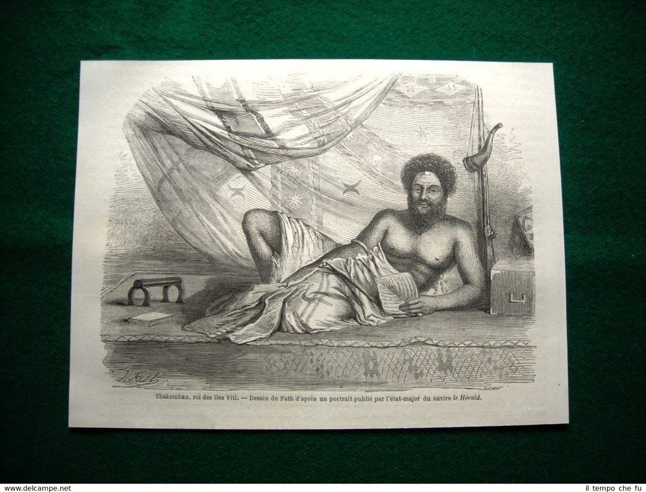 Gravure année 1860 Thakombau, roi des iles Viti - re …