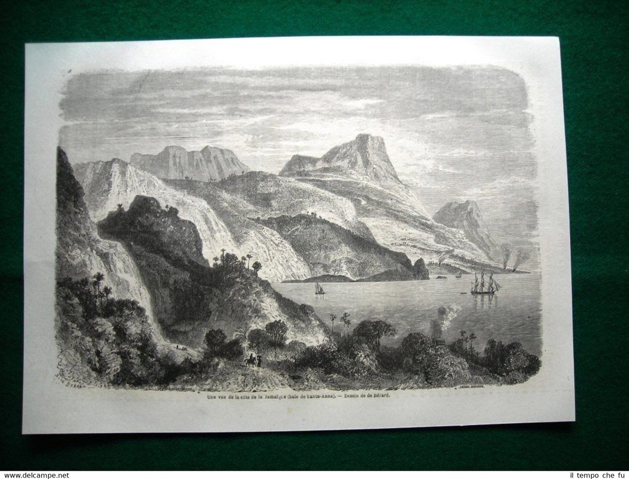Gravure année 1860 vista di un lato della Giamaica, baia …