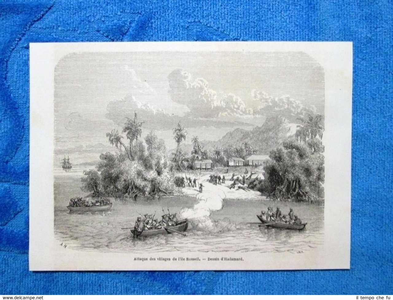 Gravure Année 1861 - Attaque de l'Ile Rossell (Nuovelle-Guinée - …